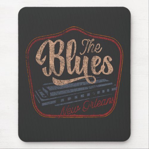 The Blues new Orleans harmonica distressed T_Shirt Mouse Pad