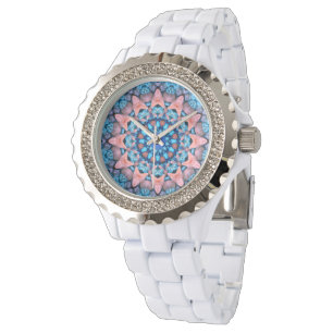The Blues  Vintage Blue Fractal Kaleidoscope Watch