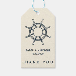 The BlueShip's Wheel Wedding Thank you FAVOR Gift Tags
