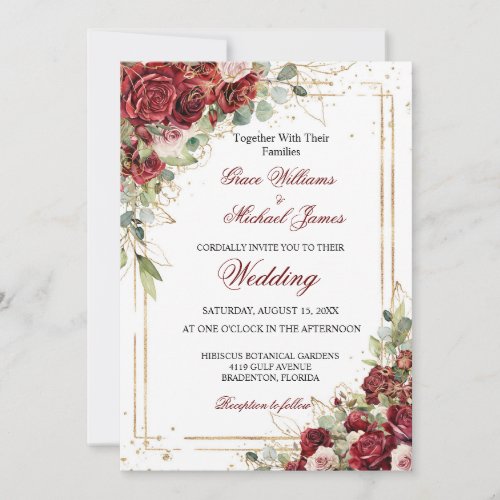 The Blushing Bride Red Rose Wedding Invitation