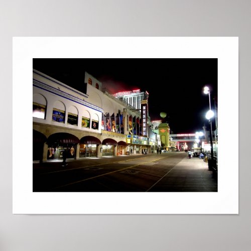 The Boardwalk at Atlantic CIty at Night Poster