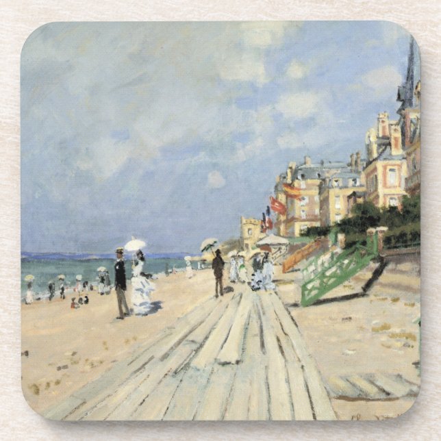 The Boardwalk at Trouville by Claude Monet Beverage Coaster (Front)