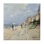 The Boardwalk at Trouville by Claude Monet Ceramic Tile<br><div class="desc">The Boardwalk at Trouville (1870) by Claude Monet is a vintage impressionist fine art painting featuring a beach at a seaside resort in Normandy, France on a beautiful sunny day. About the artist: Claude Monet (1840-1926) was a founder of the French impressionist painting movement with most of his paintings being...</div>