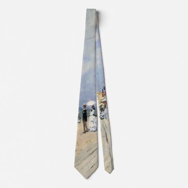The Boardwalk at Trouville by Claude Monet Neck Tie (Front)