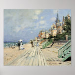 The Boardwalk at Trouville by Claude Monet Poster<br><div class="desc">The Boardwalk at Trouville (1870) by Claude Monet is a vintage impressionist fine art painting featuring a beach at a seaside resort in Normandy, France on a beautiful sunny day. About the artist: Claude Monet (1840-1926) was a founder of the French impressionist painting movement with most of his paintings being...</div>
