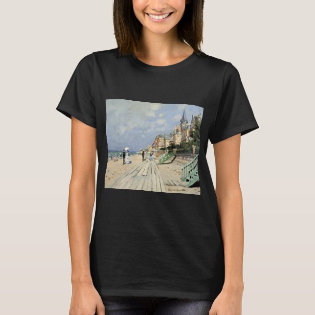 The Boardwalk at Trouville by Claude Monet T-Shirt (Front)