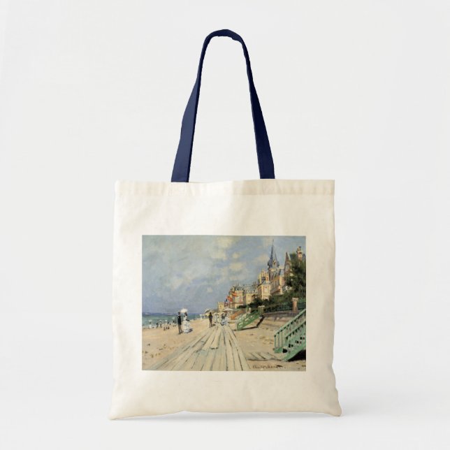 The Boardwalk at Trouville by Claude Monet Tote Bag (Front)
