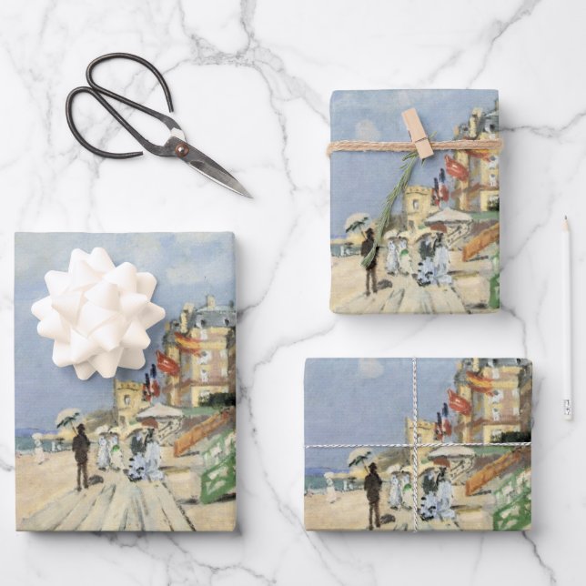 The Boardwalk at Trouville by Claude Monet Wrapping Paper Sheets (Front)
