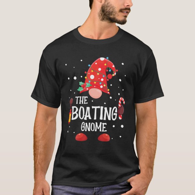 The Boating Gnome Matching Family Christmas Gnome T-Shirt (Front)