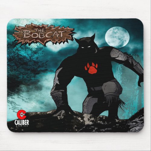 The Bobcat on the hunt with title mouse pad