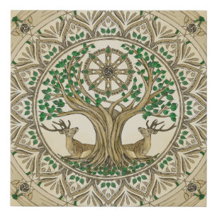 The Bodhi tree Dharma Wheel Faux Canvas Print