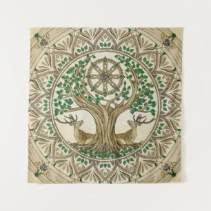 The Bodhi tree Dharma Wheel Tapestry