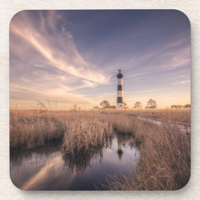 The Bodie Island Lighthouse  At Sunset Beverage Coaster (Front)