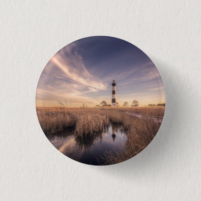 The Bodie Island Lighthouse  At Sunset Pinback Button (Front)
