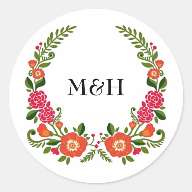 The Bohemian Summer Wedding Collection Classic Round Sticker (Front)