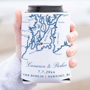 The Bohlin Wedding Favor Can Cooler Newport RI Map