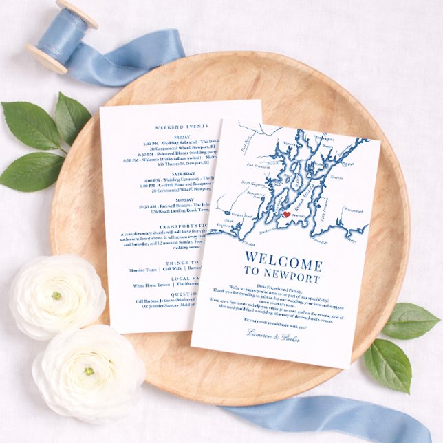 The Bohlin Wedding Weekend Itinerary Card Newport (The Bohlin Wedding Welcome Letter Schedule of Events Wedding Itinerary Card Narragansett Bay )