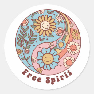 The Boho Retro Flowers Classic Round Sticker