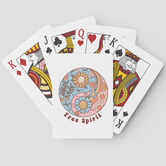 The Boho Retro Flowers Poker Cards (Back)