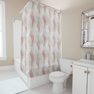 The Bold Metallic 3D Red Grey Texture Look Shower Curtain