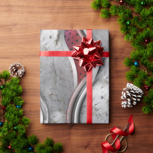 The Bold Metallic 3D Red Grey Texture look Wrapping Paper