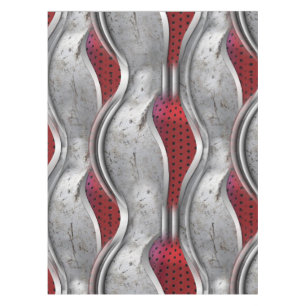 The Bold Metallic 3D Red Grey Texture  Tablecloth