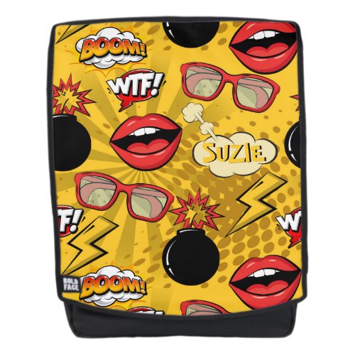 The Bomb Retro Lips RedGold ID553 Backpack