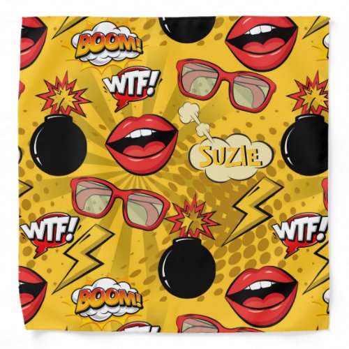 The Bomb Retro Lips RedGold ID553 Bandana