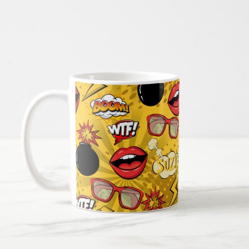 The Bomb Retro Lips RedGold ID553 Coffee Mug