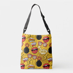 The Bomb Retro Lips Red/Gold ID553 Crossbody Bag