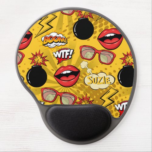 The Bomb Retro Lips RedGold ID553 Gel Mouse Pad
