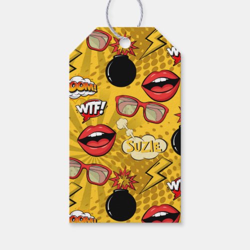 The Bomb Retro Lips RedGold ID553 Gift Tags