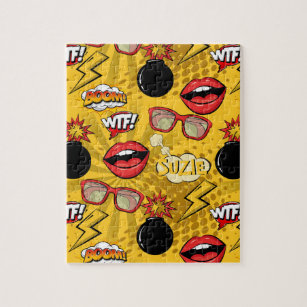 The Bomb Retro Lips Red/Gold ID553 Jigsaw Puzzle