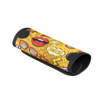 The Bomb Retro Lips Red/gold Id553 Luggage Handle Wrap by arrayforaccessories at Zazzle