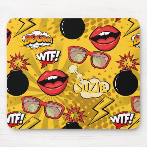 The Bomb Retro Lips RedGold ID553 Mouse Pad