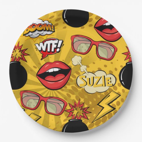 The Bomb Retro Lips RedGold ID553 Paper Plates