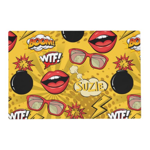 The Bomb Retro Lips RedGold ID553 Placemat