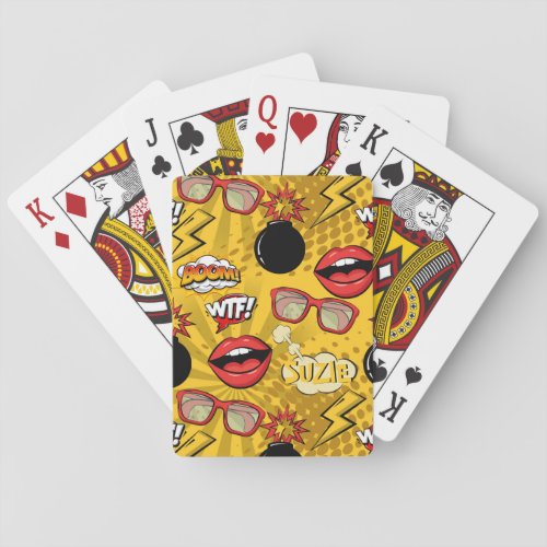 The Bomb Retro Lips RedGold ID553 Playing Cards