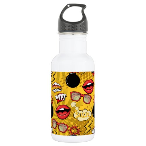 The Bomb Retro Lips RedGold ID553 Stainless Steel Water Bottle
