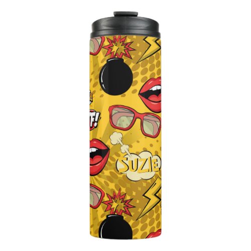 The Bomb Retro Lips RedGold ID553 Thermal Tumbler