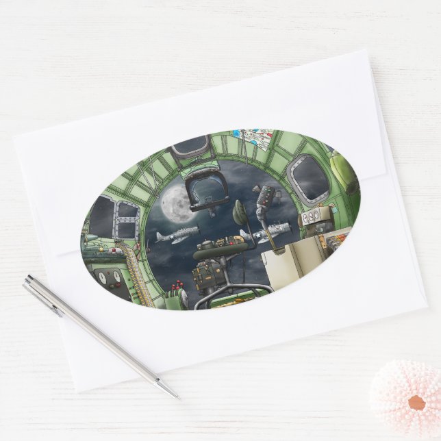 The Bombardier's View B-17 Oval Sticker (Envelope)