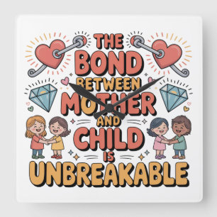 The Bond Between Mother And Child Is Unbreakable Square Wall Clock