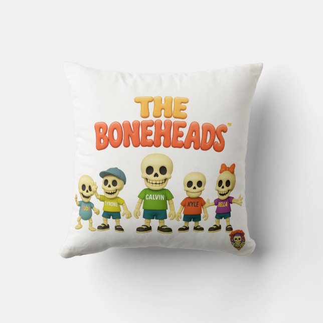 🦴 The Boneheads™ Throw Pillow (Back)