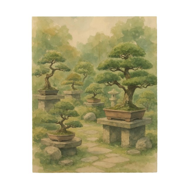 The Bonsai Garden Sanctuary Wood Wall Art (Front)