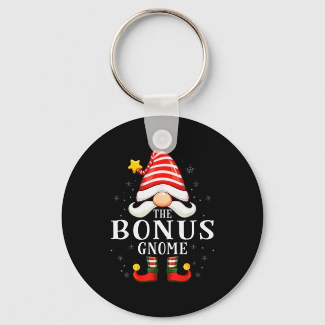 The Bonus Gnome Christmas Group Family Pajama  Keychain (Front)