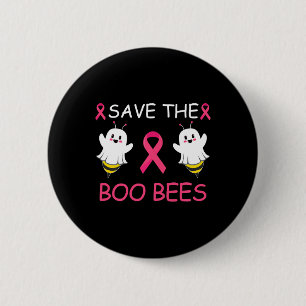 The Boo Bees Halloween Fun Breast Cancer Awareness Button