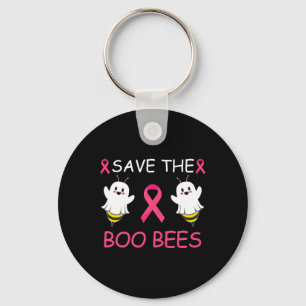The Boo Bees Halloween Fun Breast Cancer Awareness Keychain