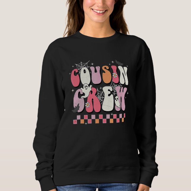 The Boo Cousin Crew  Cute Retro Halloween Fall Sea Sweatshirt (Front)