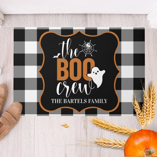 The Boo Crew Black and Orange Custom Halloween Doormat