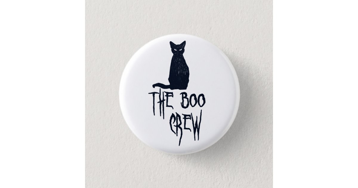 The Boo Crew Black Cat Silhouette Halloween Button Zazzle Com